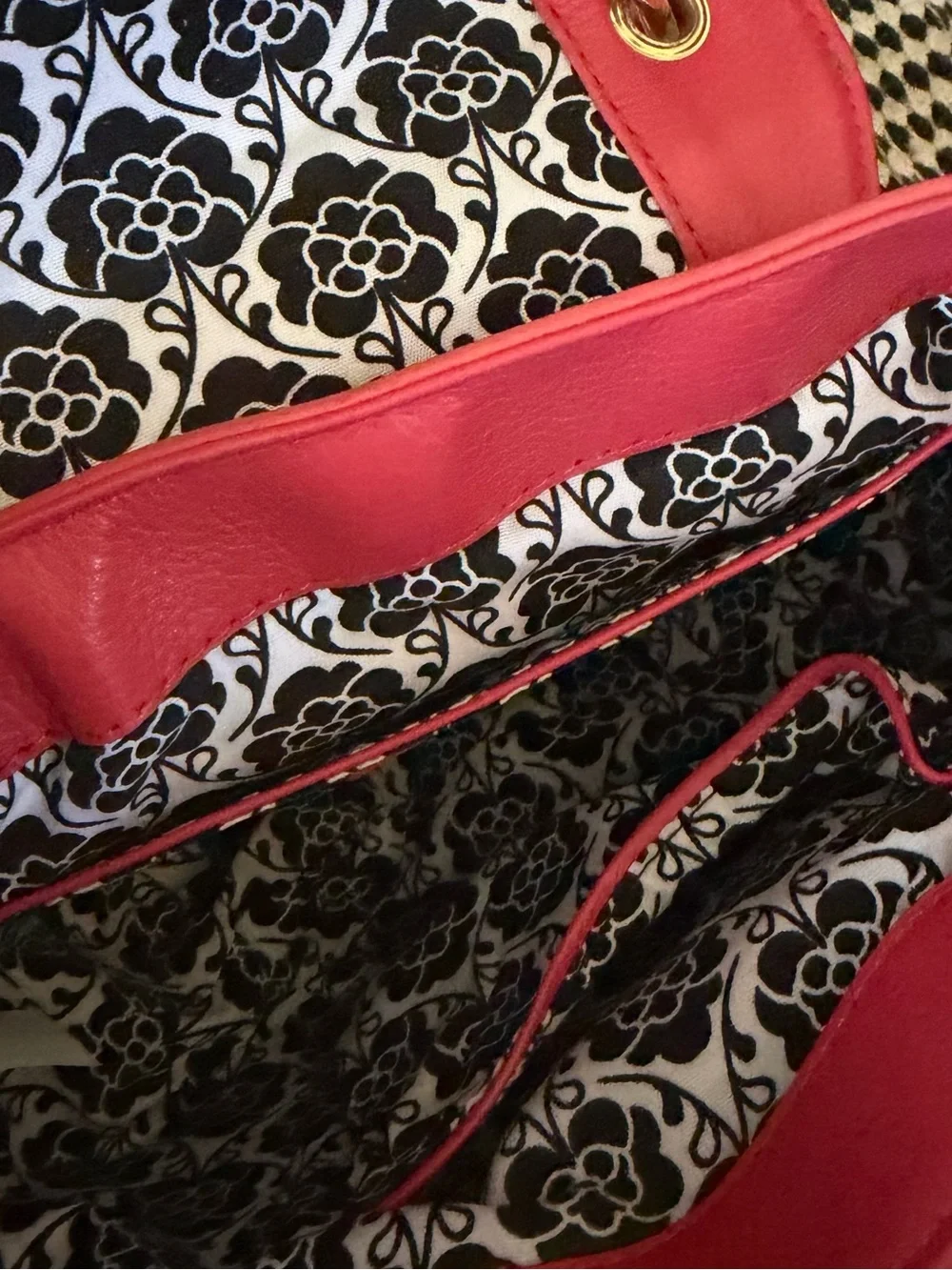 Emma Fox Blush Deep Red/Pink Leather Shoulder Satchel Bag with Gold Hardware